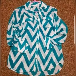New York & Company Sheer Chevron Blouse/Size Small